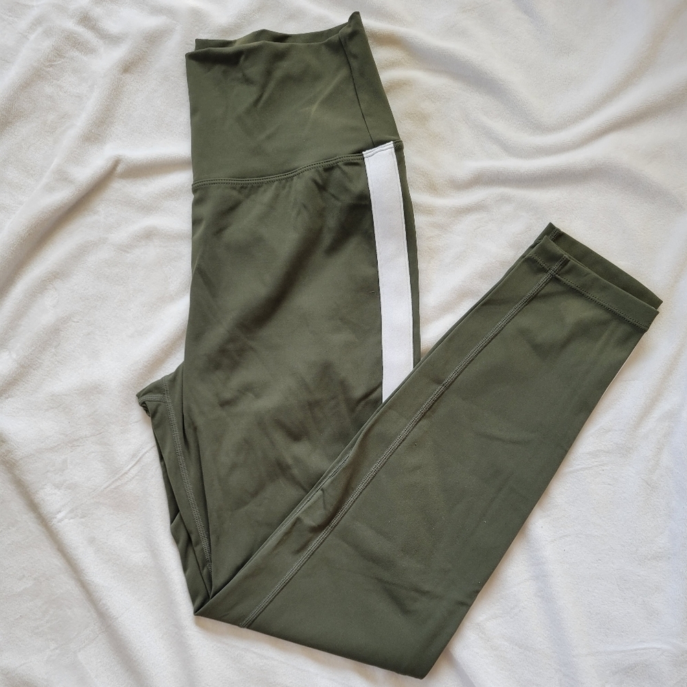 Zyia Active Army green w/ white side stripe high rise workout legging 4